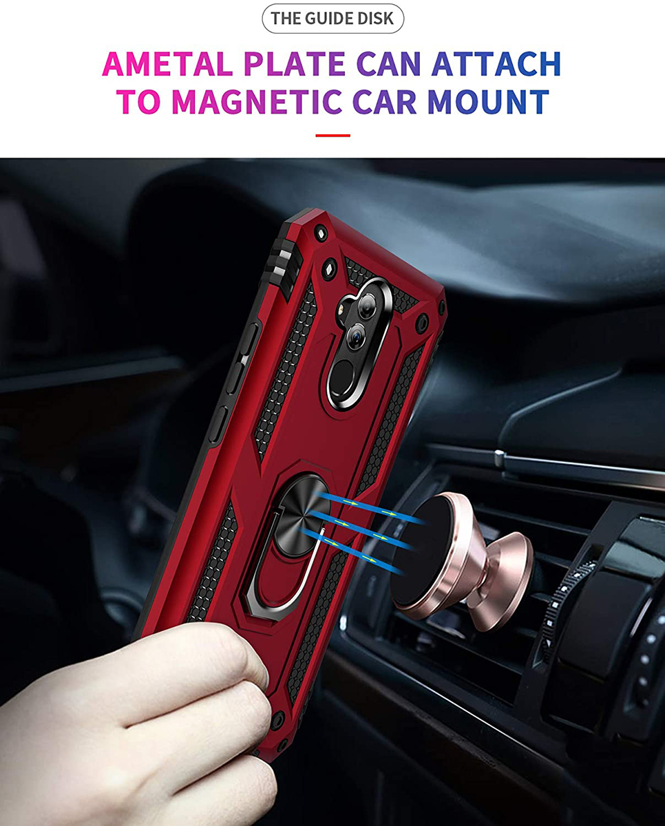 Protectores para celular  para Huawei  Mate 20 Lite Funda reforzada con anillo v2 Rojo