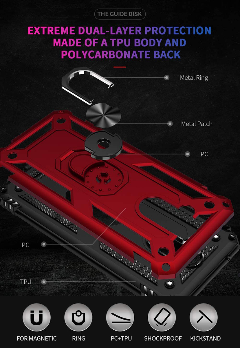Protectores para celular  para Huawei  Mate 20 Lite Funda reforzada con anillo v2 Rojo