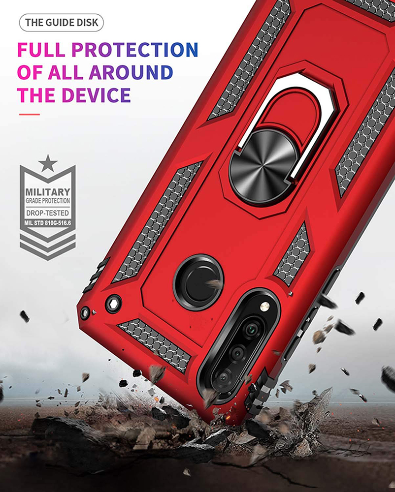 Protectores para celular  para Huawei  P30 Lite Funda reforzada con anillo v2 Rojo