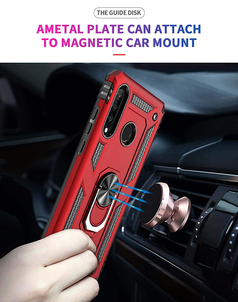 Protectores para celular  para Huawei  P30 Lite Funda reforzada con anillo v2 Rojo