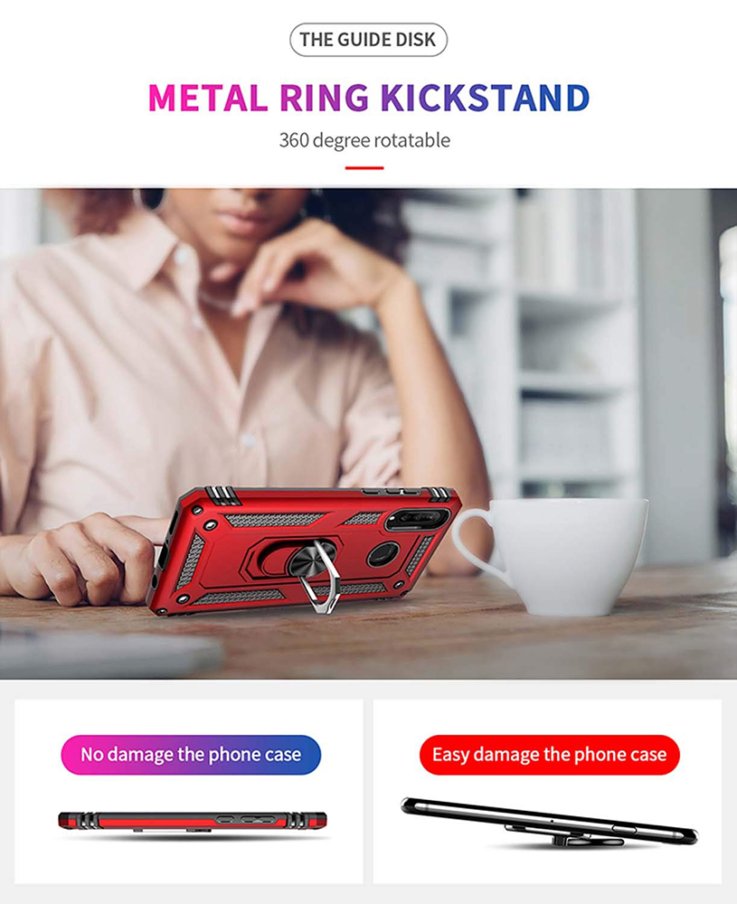 Protectores para celular  para Huawei  P30 Lite Funda reforzada con anillo v2 Rojo