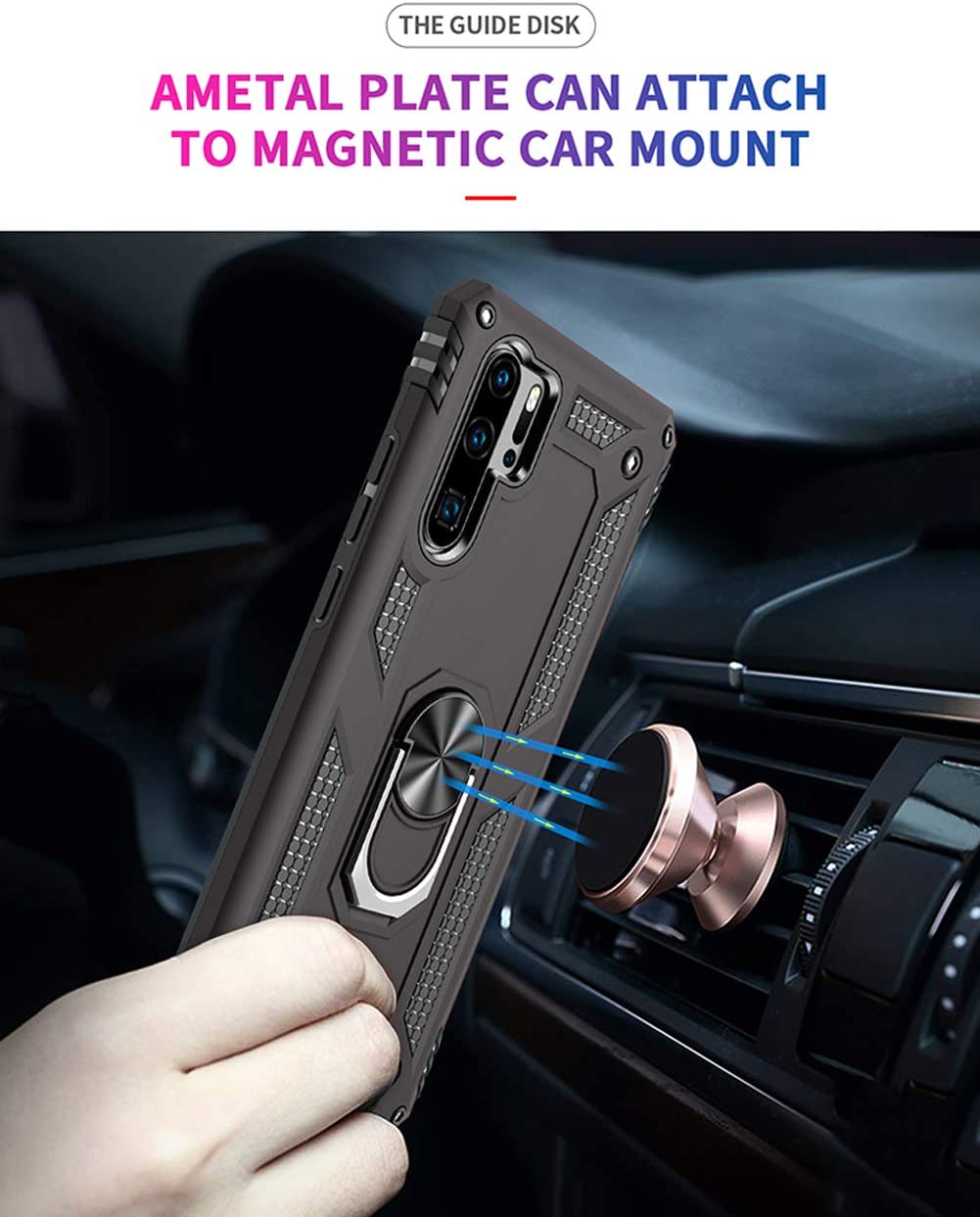 Protectores para celular  para Huawei  P30 Pro Funda reforzada con anillo v2 Negro