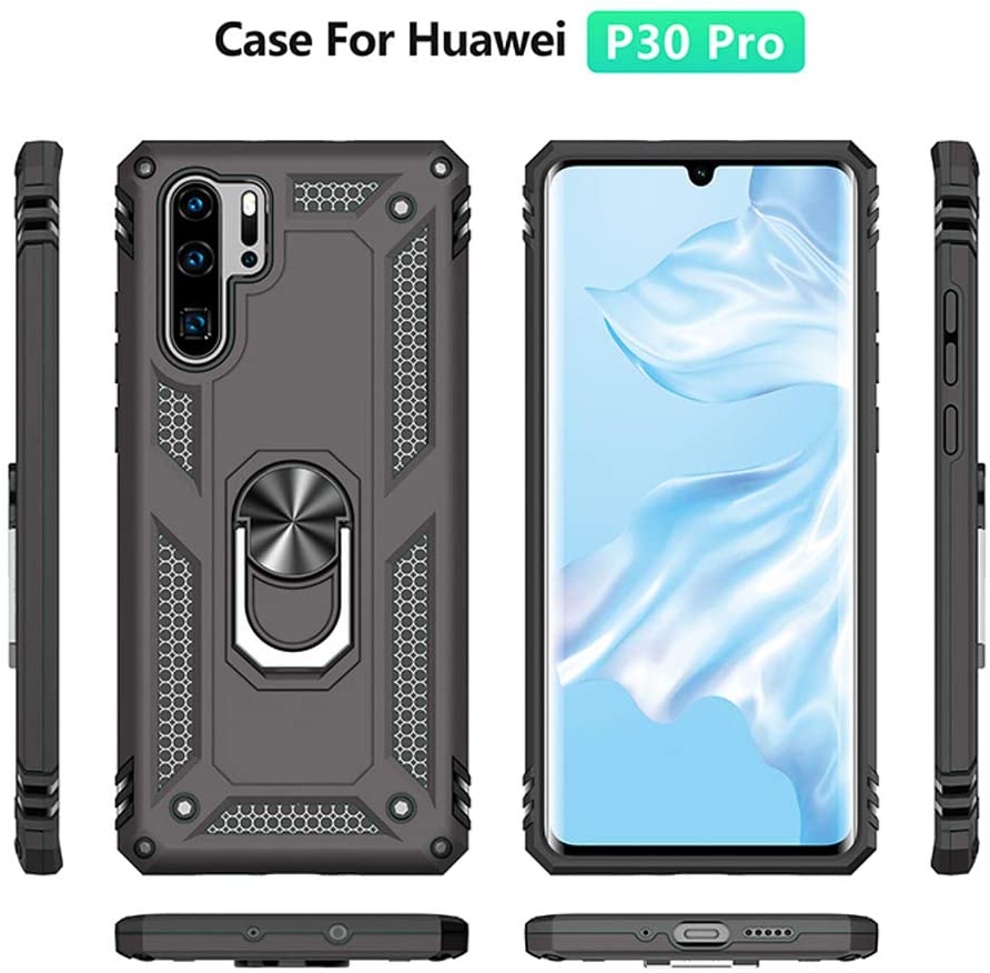 Protectores para celular  para Huawei  P30 Pro Funda reforzada con anillo v2 Negro