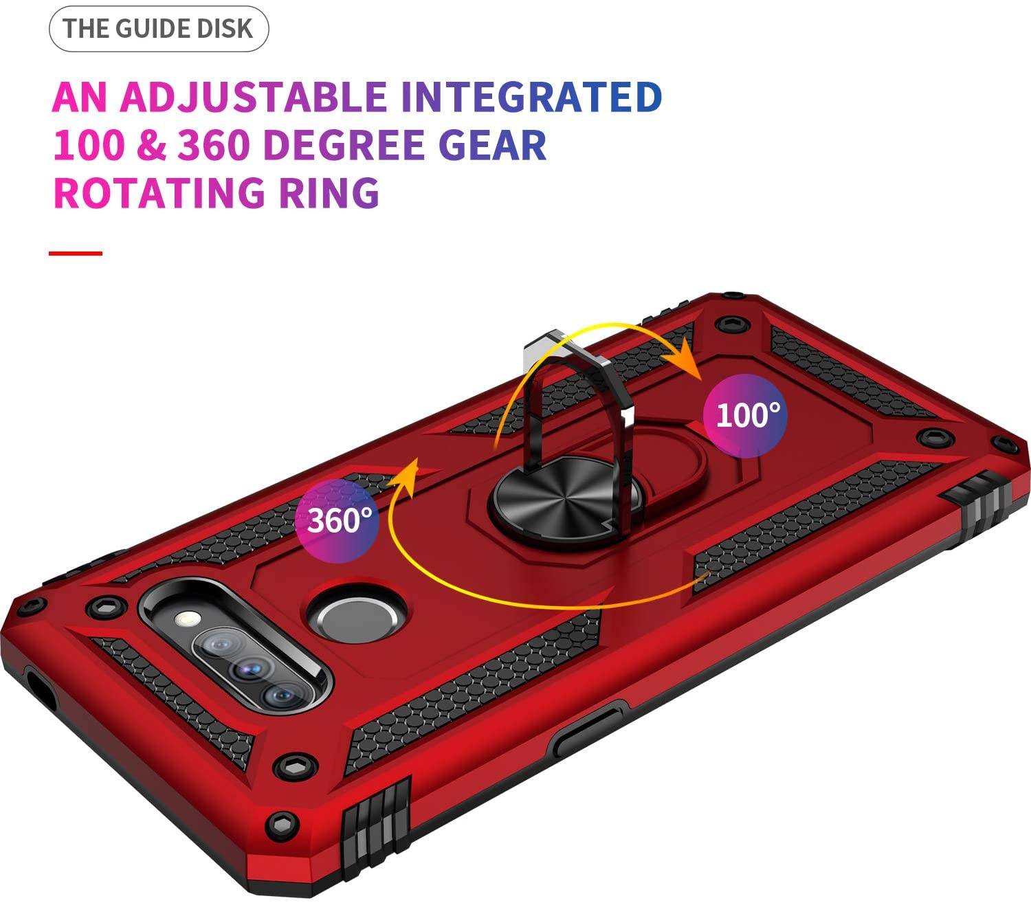 Protectores para celular  para Lg  K50s Funda reforzada con anillo v2 Rojo