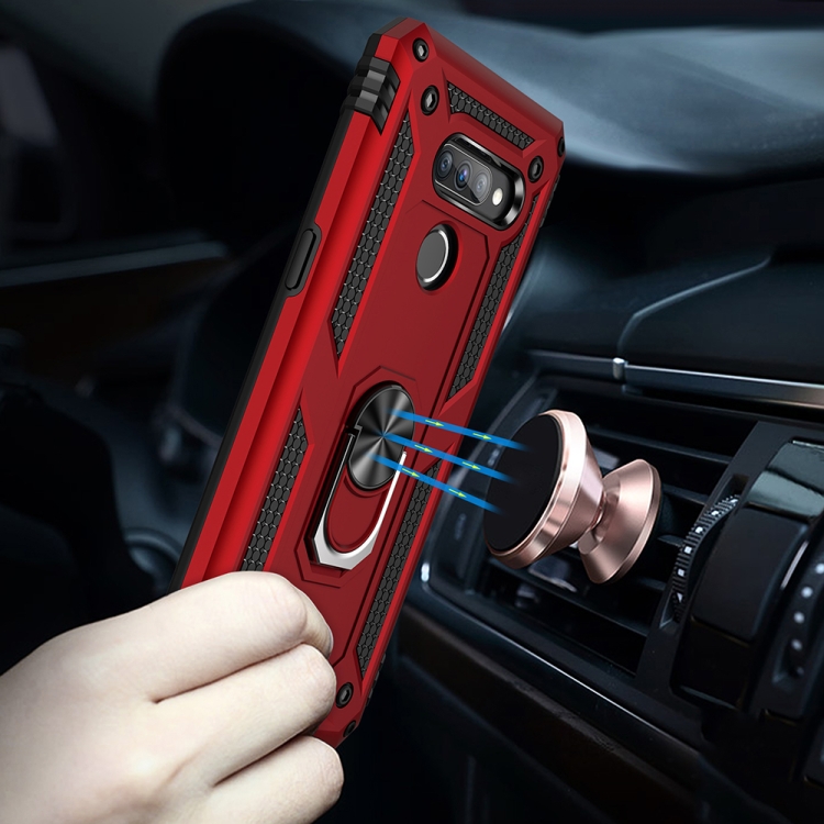 Protectores para celular  para Lg  K50s Funda reforzada con anillo v2 Rojo