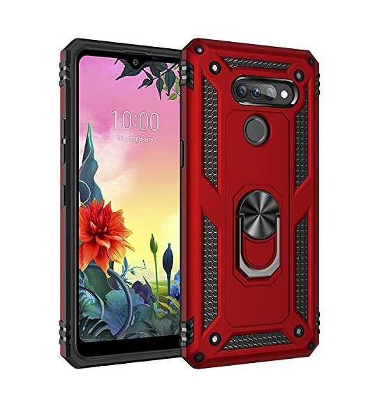 Protectores para celular  para Lg  K50s Funda reforzada con anillo v2 Rojo
