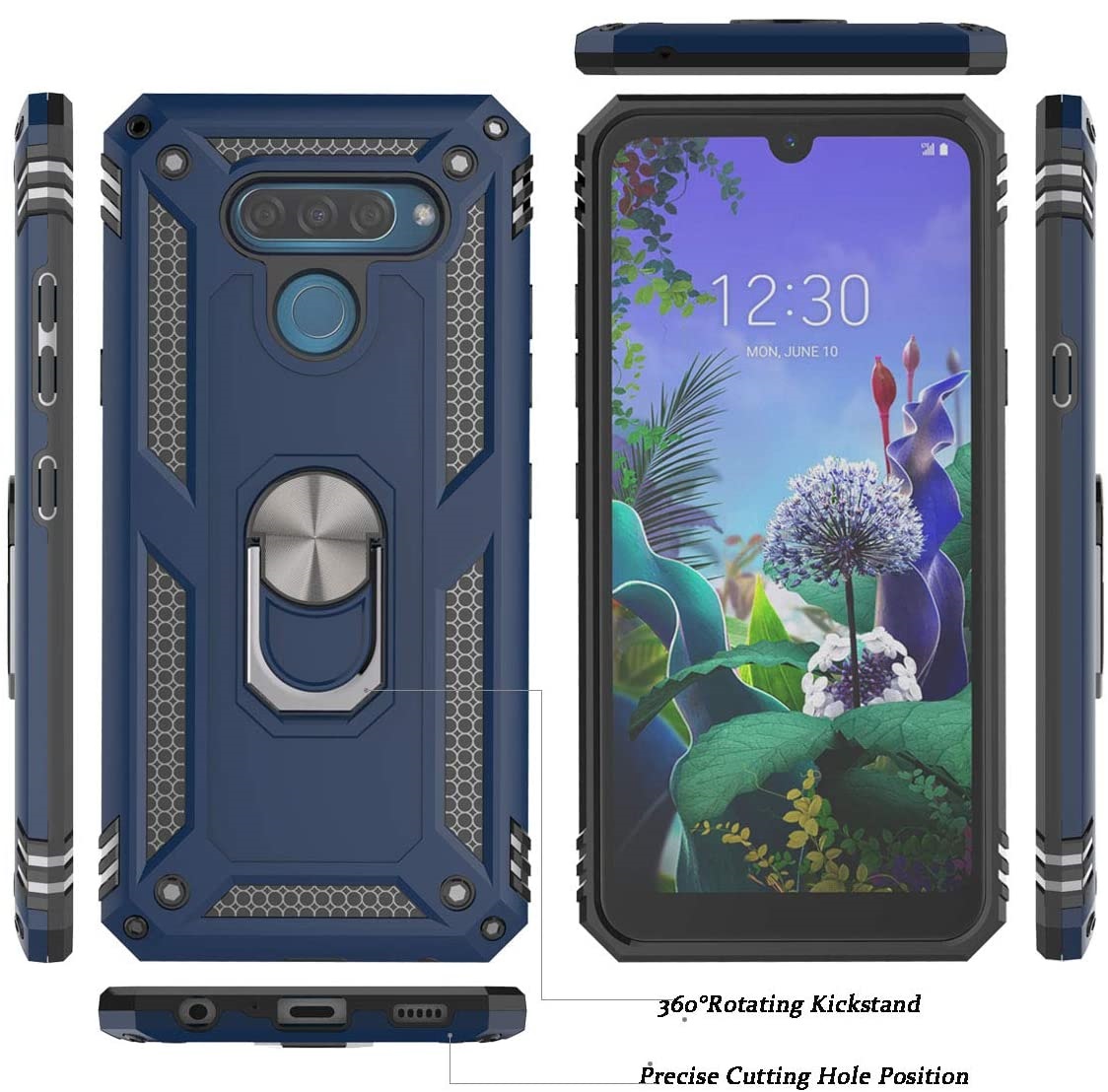 Protectores para celular  para Lg  Q60 / K50 Funda reforzada con anillo v2 Azul