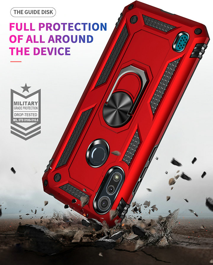 Protectores para celular  para Motorola  Moto E6s / E6i Funda reforzada con anillo v2 Rojo