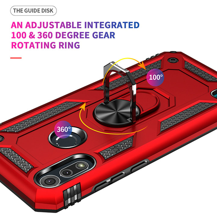 Protectores para celular  para Motorola  Moto E6s / E6i Funda reforzada con anillo v2 Rojo