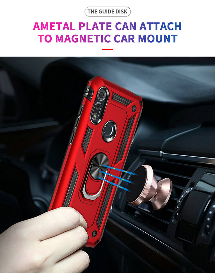 Protectores para celular  para Motorola  Moto E6s / E6i Funda reforzada con anillo v2 Rojo
