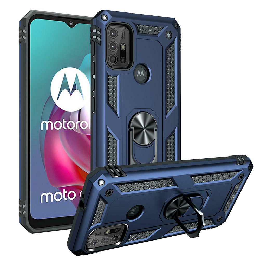 Protectores para celular  para Motorola  MOTO G10 / G20 / G30 Funda reforzada con anillo v2 Azul