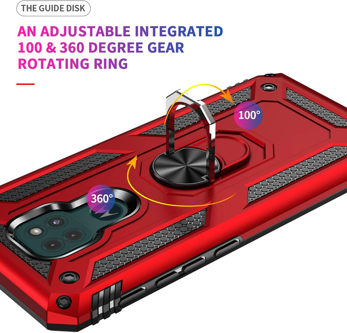 Protectores para celular  para Motorola  MOTO G9 Play / Moto E7 Plus Funda reforzada con anillo v2 Rojo