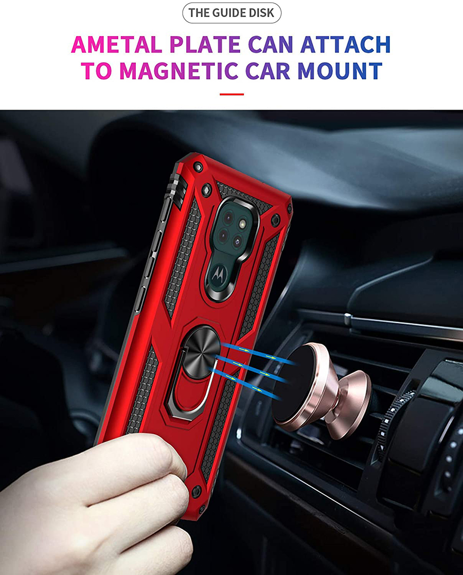 Protectores para celular  para Motorola  MOTO G9 Play / Moto E7 Plus Funda reforzada con anillo v2 Rojo
