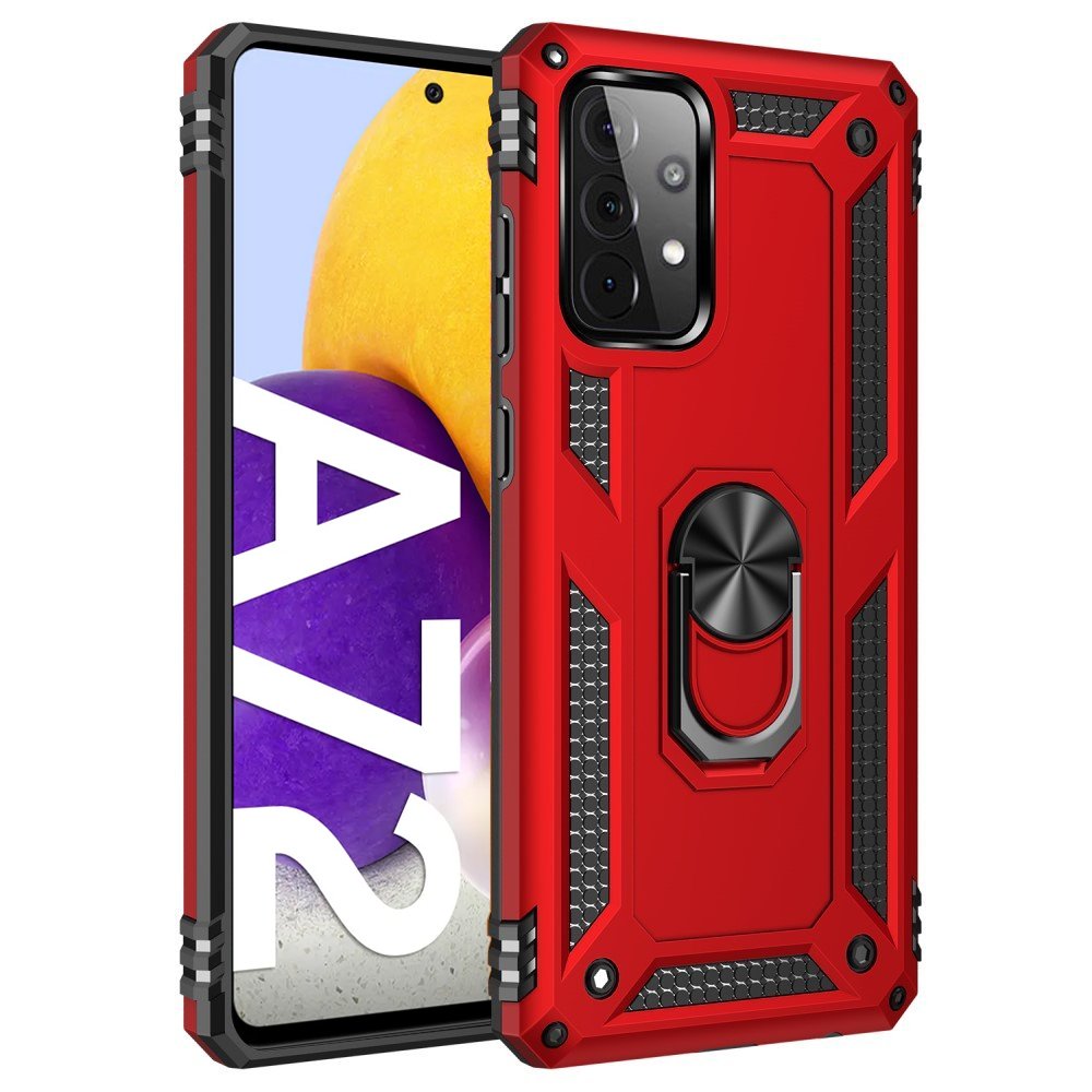 Protectores para celular  para Samsung  A72 Funda reforzada con anillo v2 Rojo