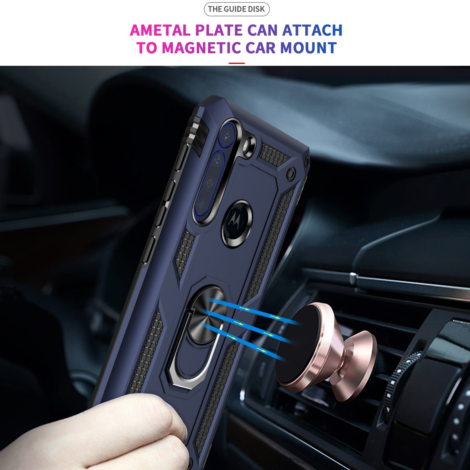 Protectores para celular  para Motorola  One Fusion Funda reforzada con anillo v2 Azul