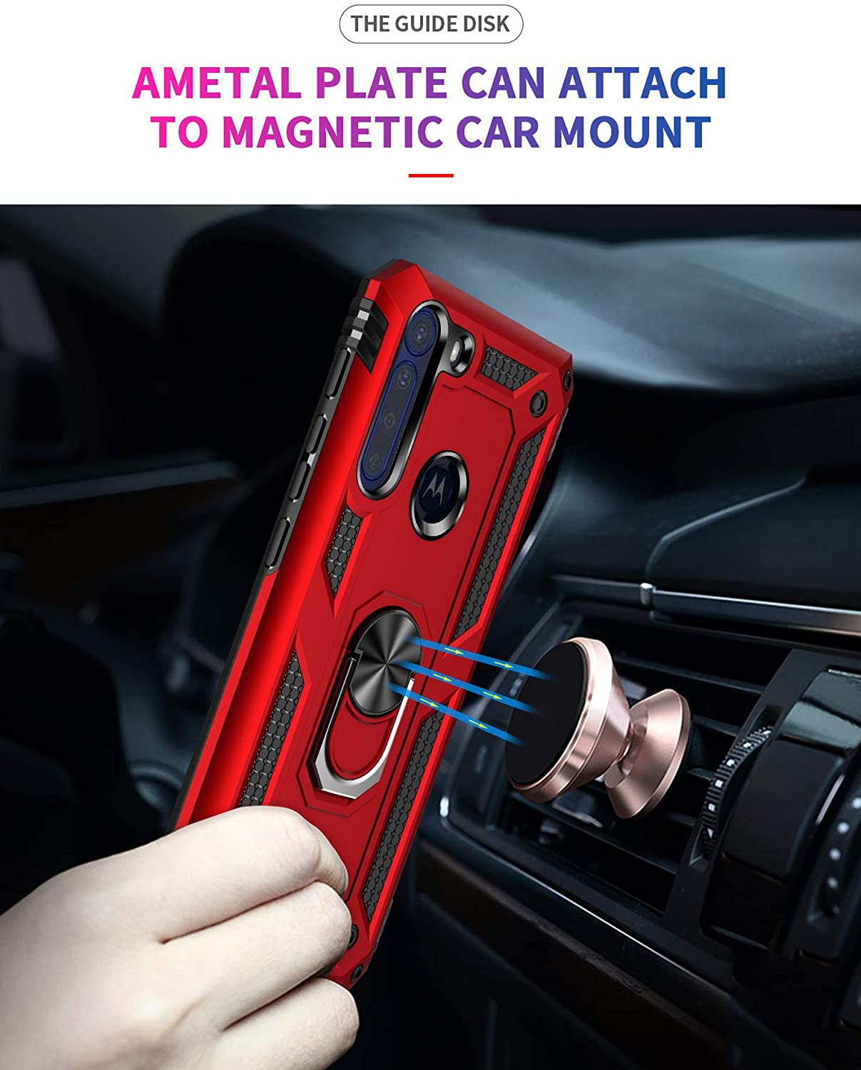 Protectores para celular  para Motorola  One Fusion Funda reforzada con anillo v2 Rojo