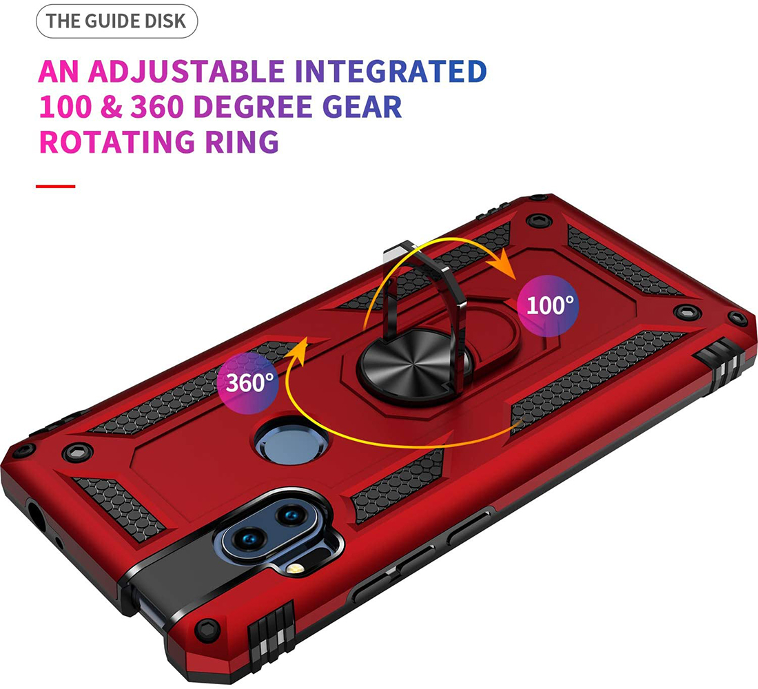 Protectores para celular  para Motorola  One Hyper Funda reforzada con anillo v2 Rojo