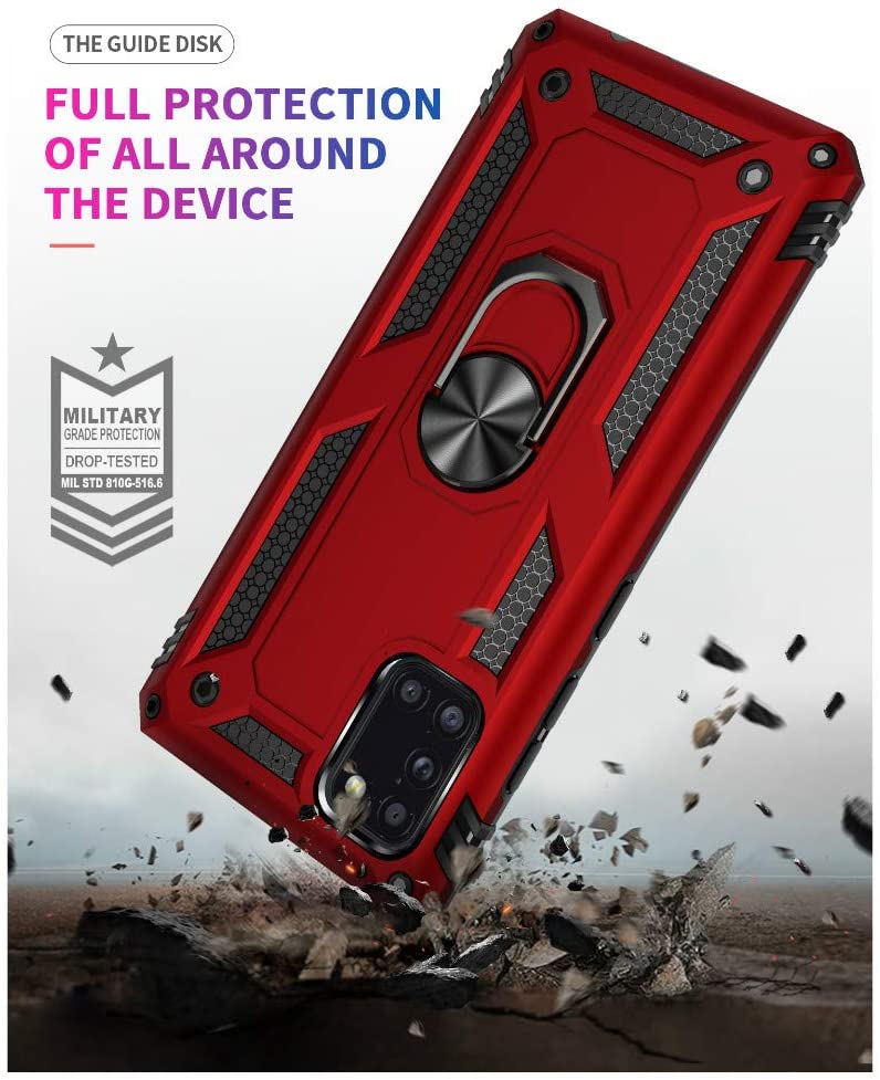 Protectores para celular  para Samsung  A31 Funda reforzada con anillo v2 Rojo