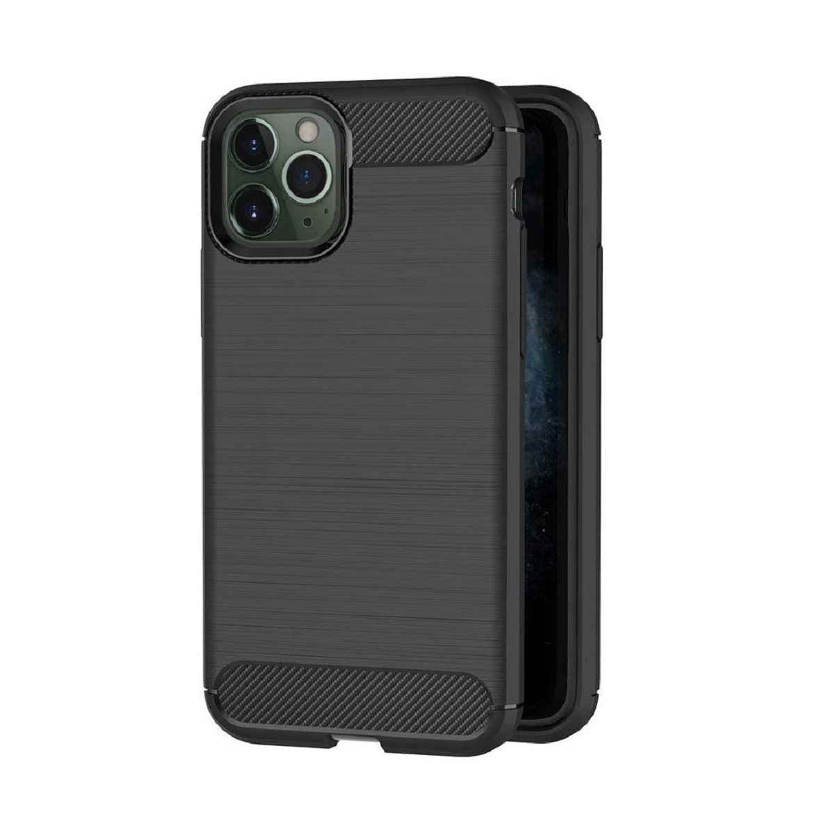 Protectores para celular  para Apple  iPhone 11 Pro (5.8) Funda de tpu fibra de carbono Negro