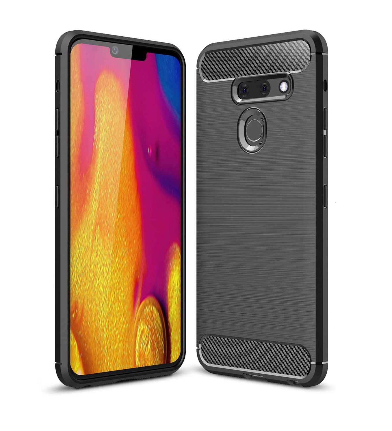Protectores para celular  para Lg  G8 ThinQ Funda de tpu fibra de carbono Negro