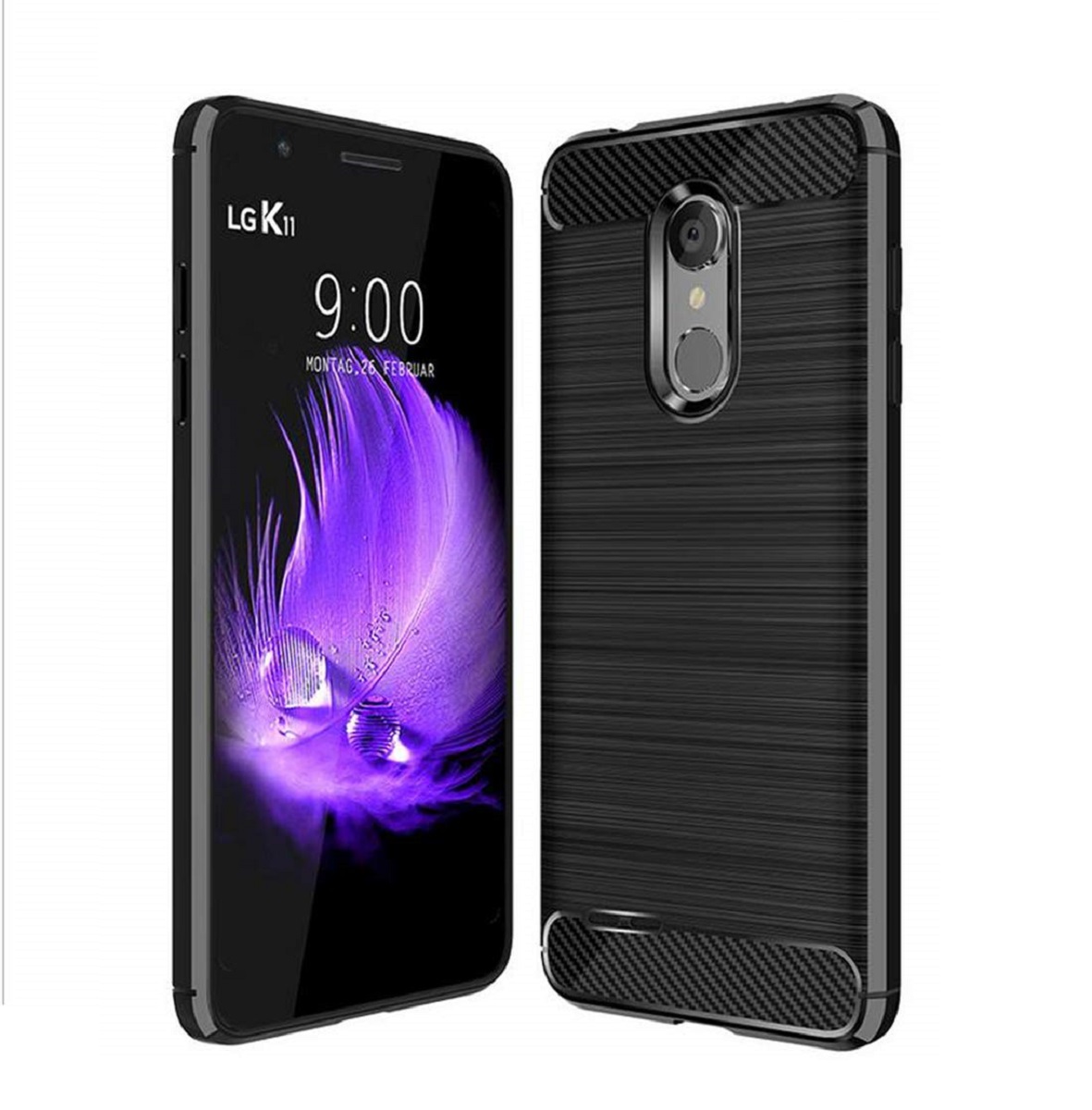 Protectores para celular  para Lg  K11 Plus Funda de tpu fibra de carbono Negro