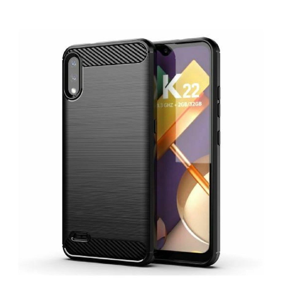 Protectores para celular  para Lg  K22 / K22 Plus Funda de tpu fibra de carbono Negro