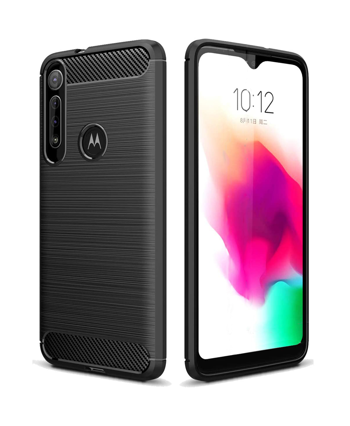 Protectores para celular  para Motorola  Moto G8 Plus Funda de tpu fibra de carbono Negro
