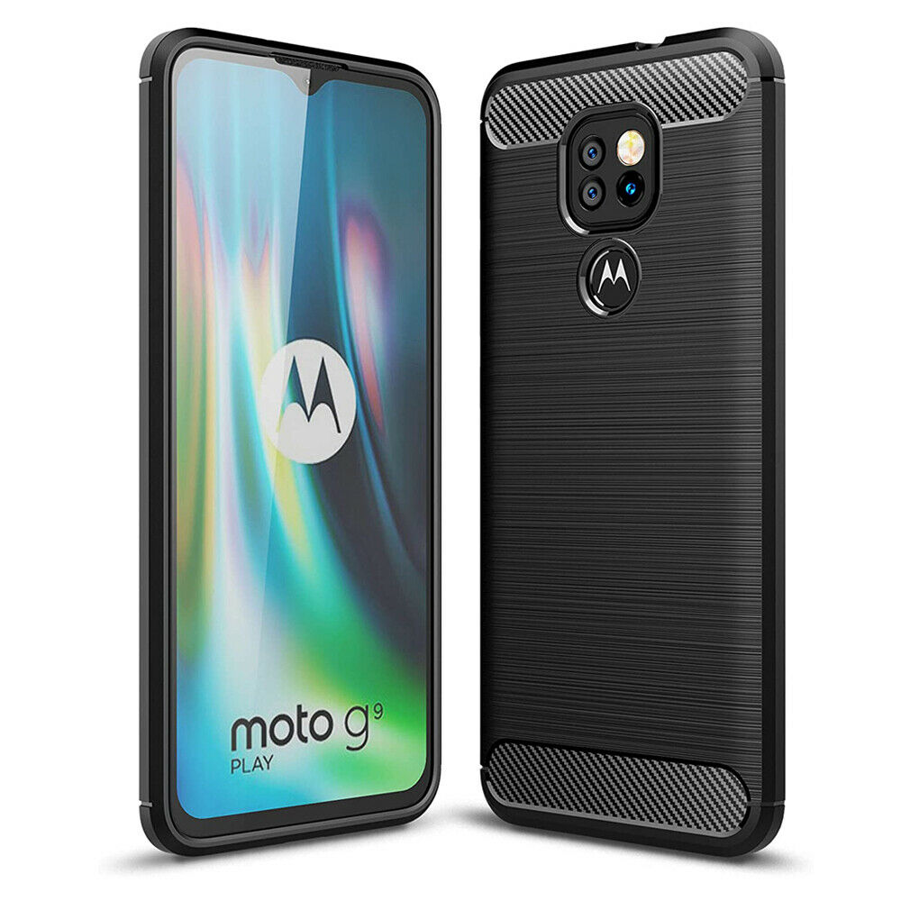 Protectores para celular  para Motorola  MOTO G9 Play / Moto E7 Plus Funda de tpu fibra de carbono Negro