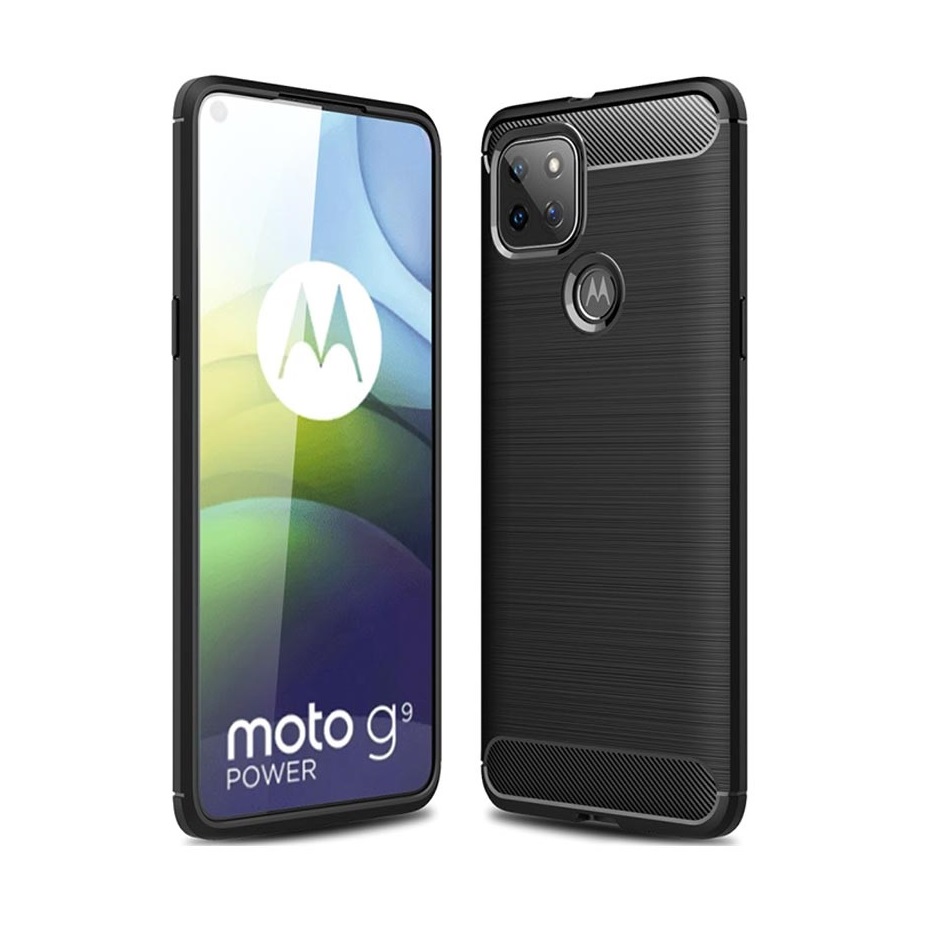 Protectores para celular  para Motorola  MOTO G9 Power Funda de tpu fibra de carbono Negro
