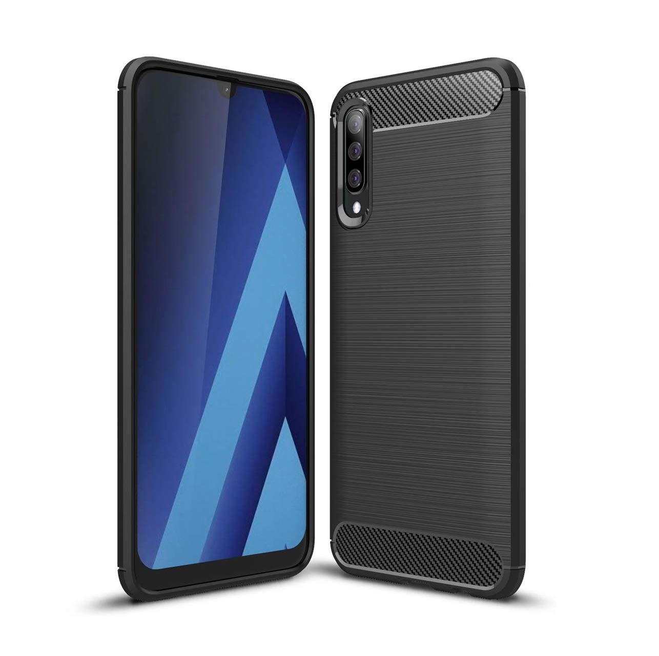 Protectores para celular  para Samsung  A70 Funda de tpu fibra de carbono Negro