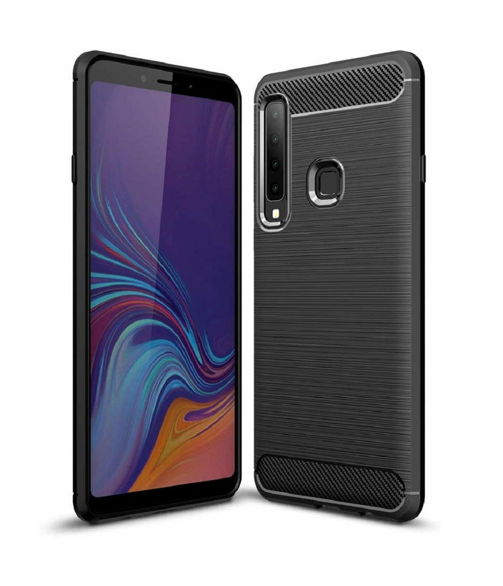 Protectores para celular  para Samsung  A9 2018 Funda de tpu fibra de carbono Negro