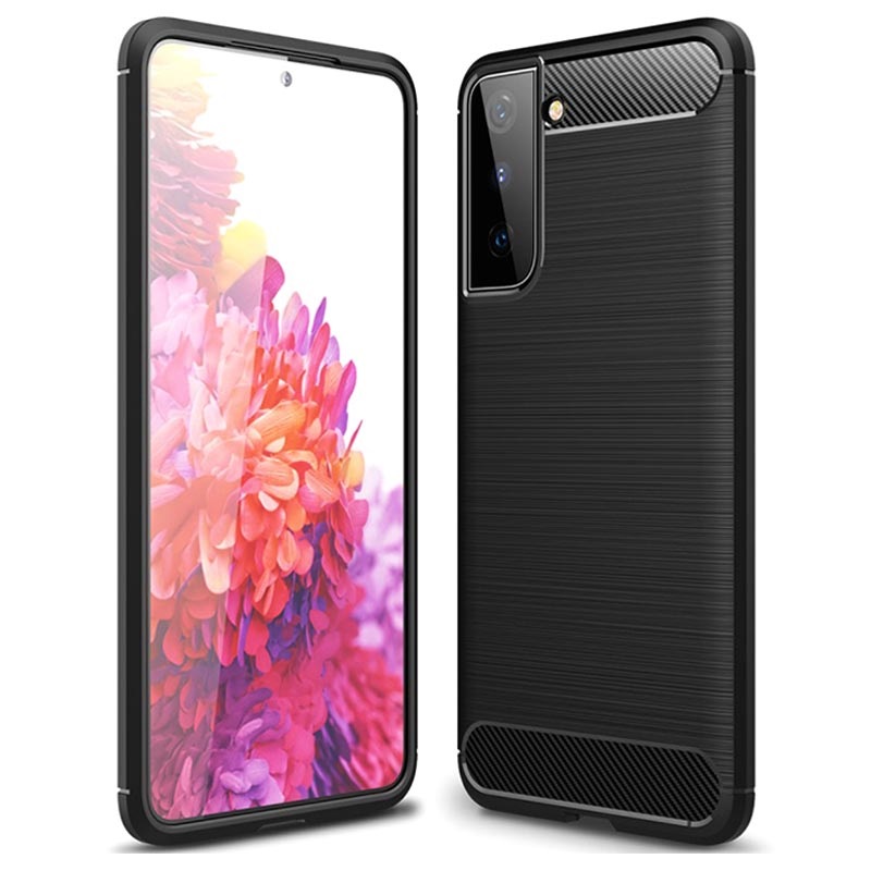 Protectores para celular  para Samsung  S21 Plus 5G Funda de tpu fibra de carbono Negro