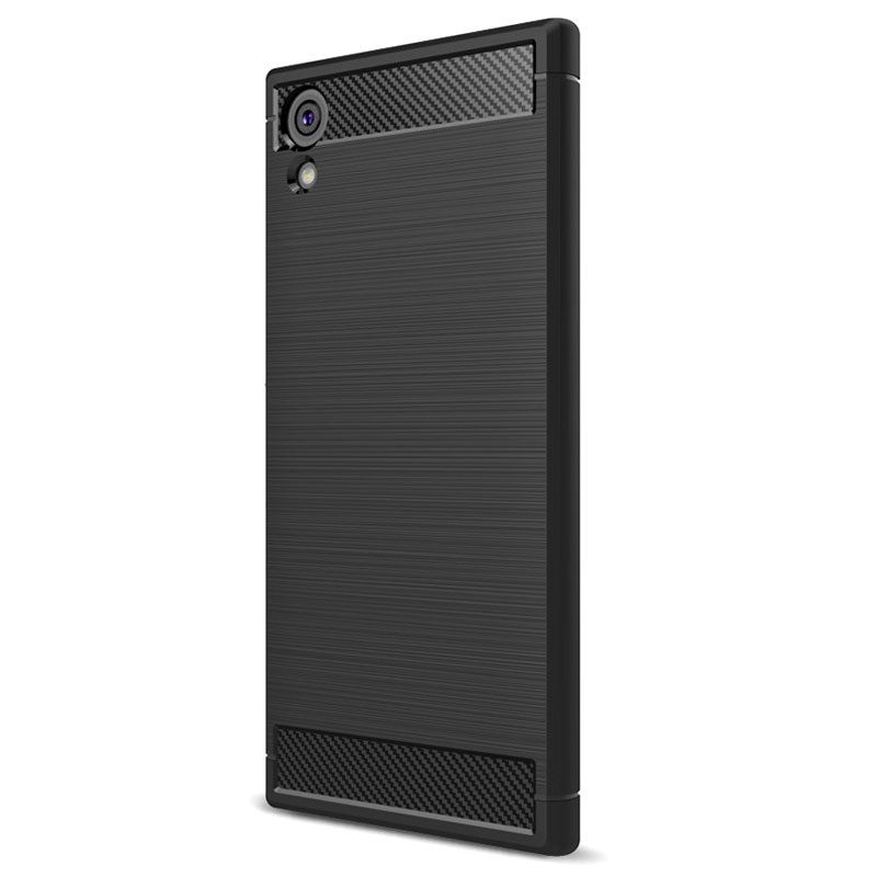 Protectores para celular  para Sony  Xperia Xa1 Ultra Funda de tpu fibra de carbono Negro