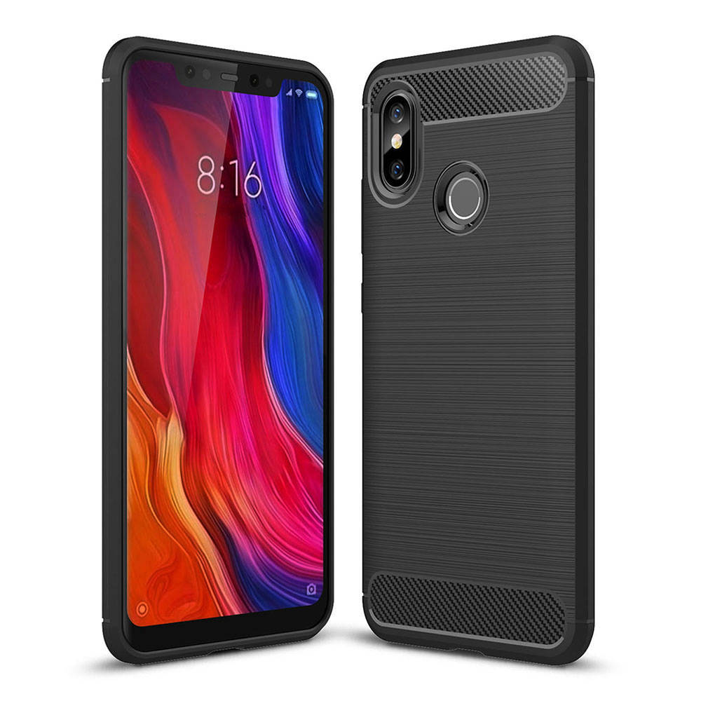 Protectores para celular  para Xiaomi  Mi 8 Funda de tpu fibra de carbono Negro