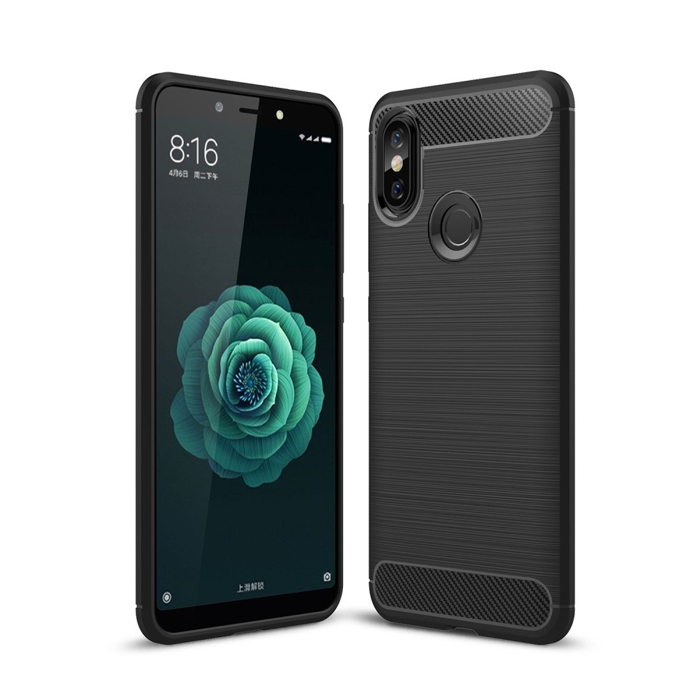 Protectores para celular  para Xiaomi  MI A2 / 6X Funda de tpu fibra de carbono Negro