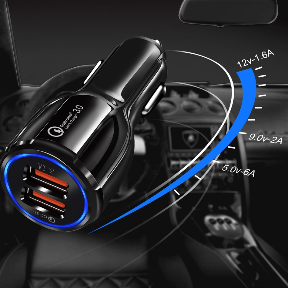 Accesorios y Gadgets  Cargador  para auto Quick Charge QC 3.0 Negro