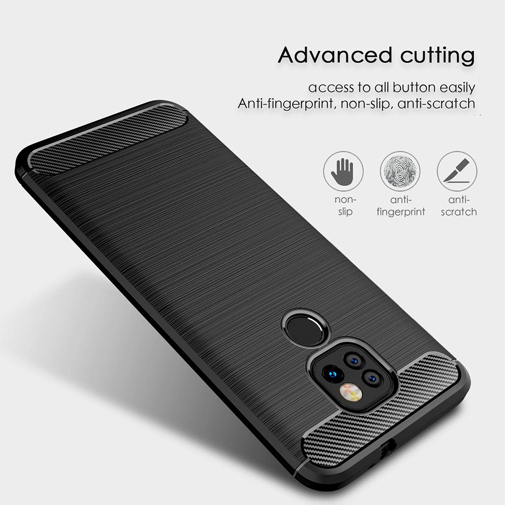 Protectores para celular  para Motorola  MOTO G9 Play / Moto E7 Plus Funda de tpu fibra de carbono Negro