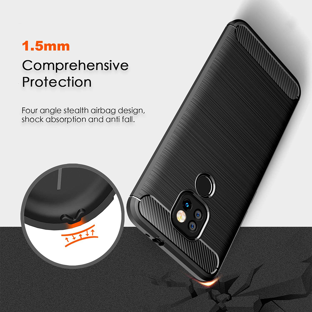Protectores para celular  para Motorola  MOTO G9 Play / Moto E7 Plus Funda de tpu fibra de carbono Negro