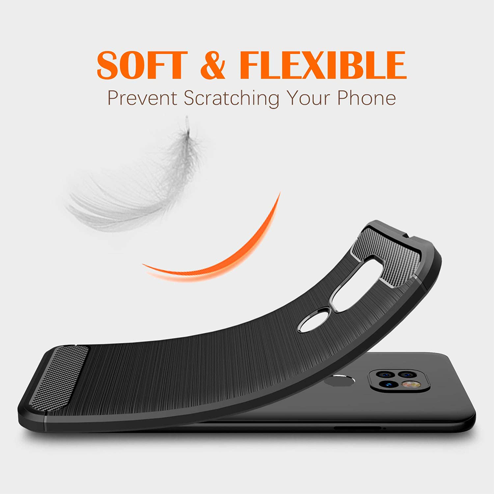Protectores para celular  para Motorola  MOTO G9 Play / Moto E7 Plus Funda de tpu fibra de carbono Negro