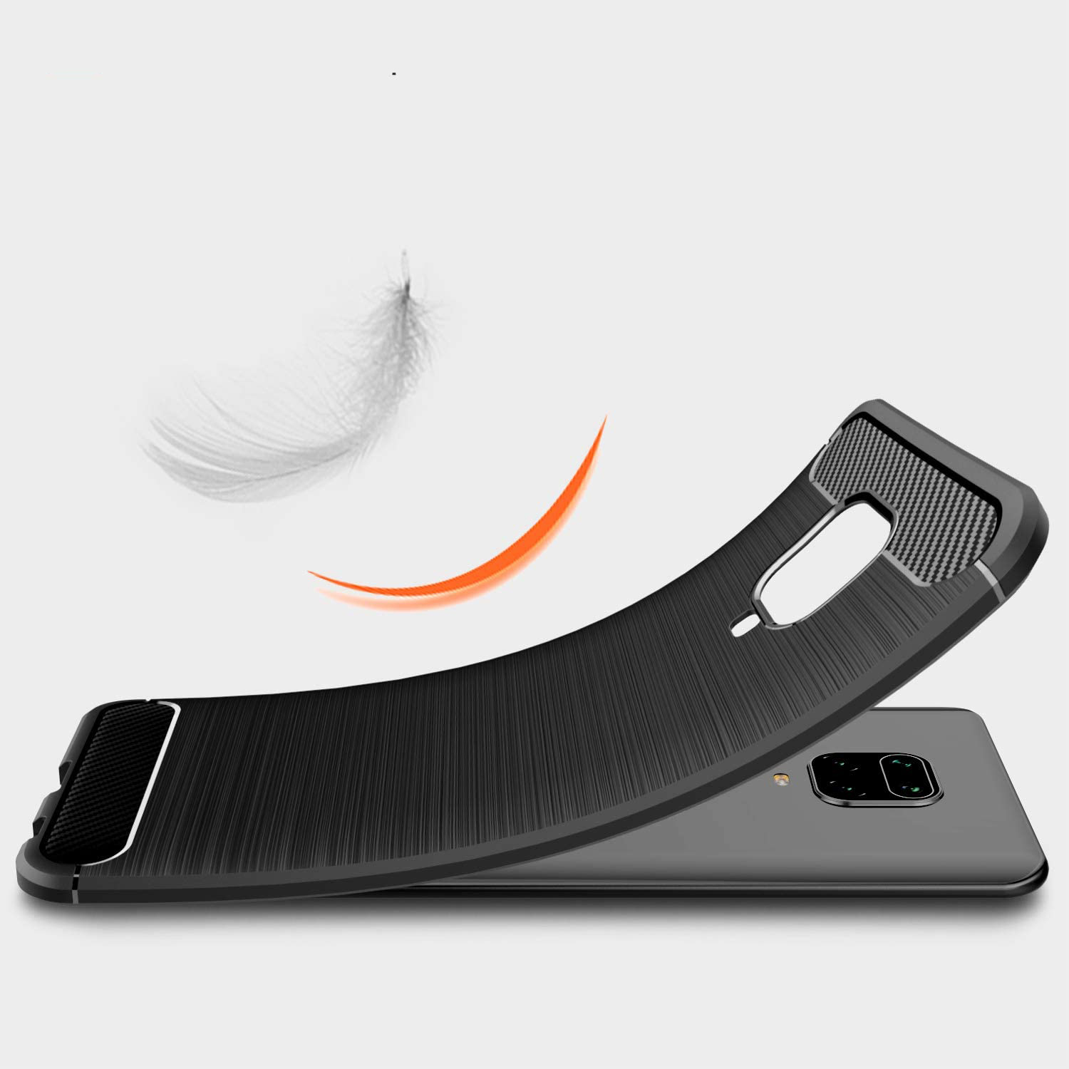 Protectores para celular  para Xiaomi  Redmi Note 9s / 9 Pro Funda de tpu fibra de carbono Negro