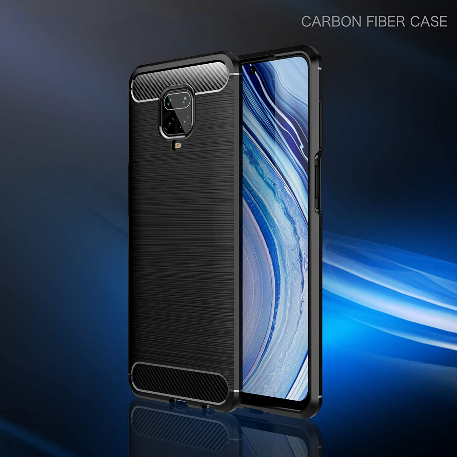 Protectores para celular  para Xiaomi  Redmi Note 9s / 9 Pro Funda de tpu fibra de carbono Negro