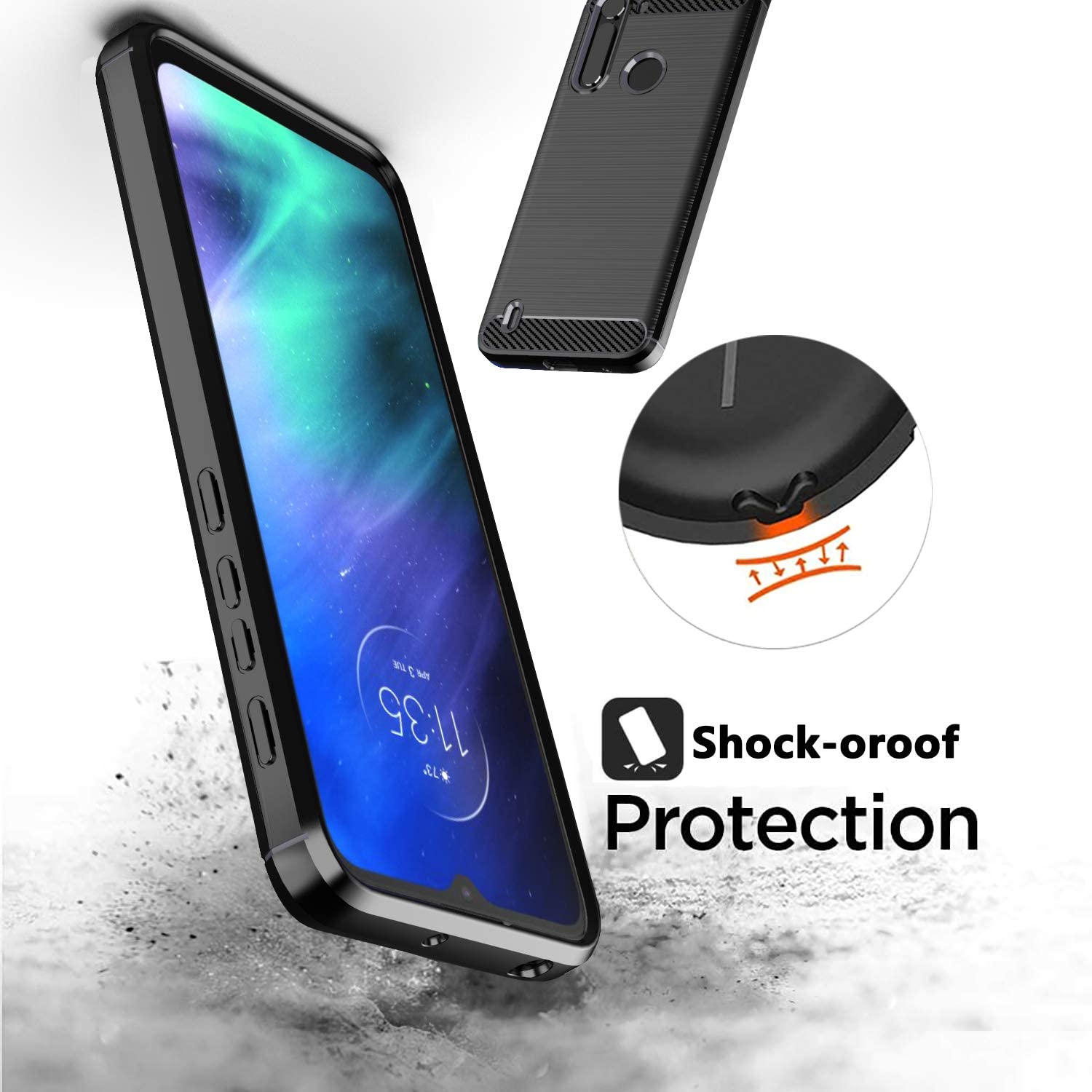Protectores para celular  para Motorola  One Fusion Funda de tpu fibra de carbono Negro