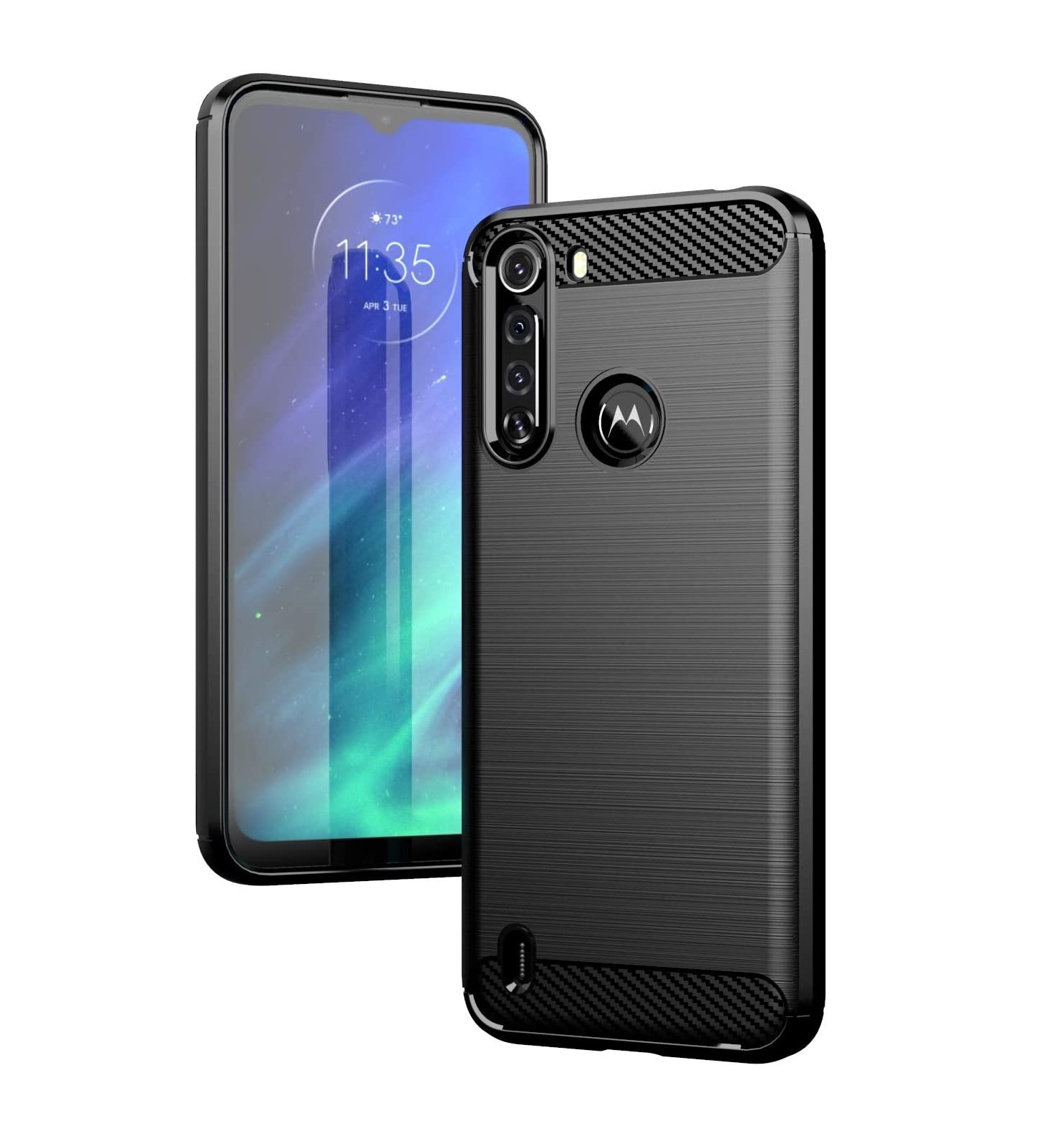 Protectores para celular  para Motorola  One Fusion Funda de tpu fibra de carbono Negro