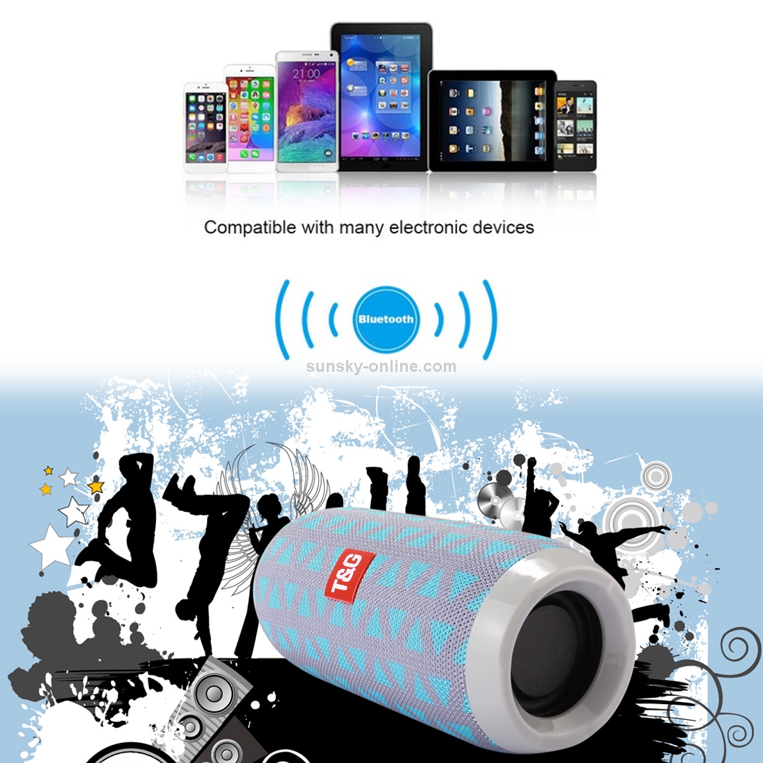 Accesorios y Gadgets  Parlante  port�til bluetooth TG117 Combinado gris y celeste
