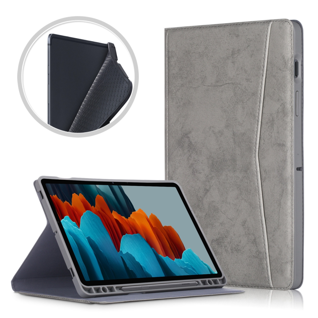 Protectores para Tablet  para Samsung  para Samsung Galaxy Tab S7 Plus Sm-T970 Funda flip cover con bolsillo Gris