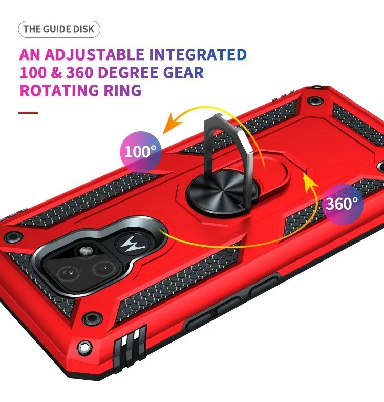 Protectores para celular  para Motorola  Moto E7 Funda reforzada con anillo v2 Rojo