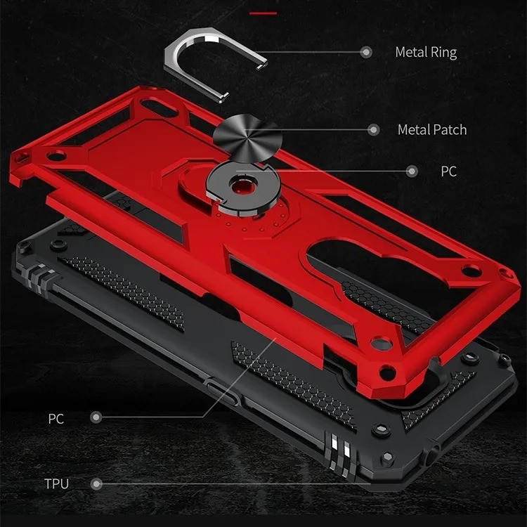 Protectores para celular  para Motorola  Moto E7 Funda reforzada con anillo v2 Rojo