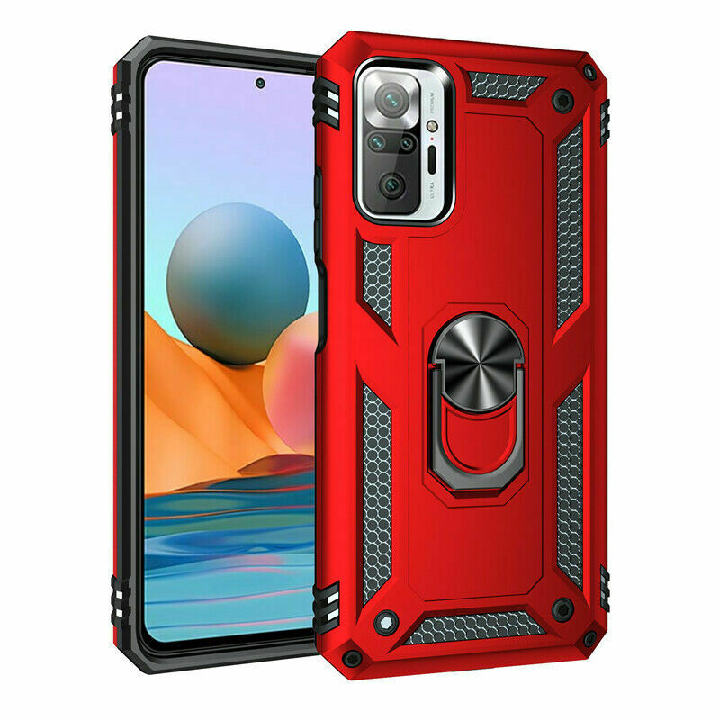 Protectores para celular  para Xiaomi  Redmi Note 10 Pro / 10 Pro Max Funda reforzada con anillo v2 Rojo