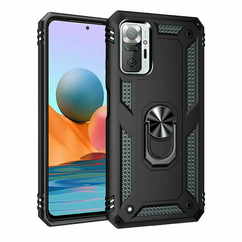 Protectores para celular  para Xiaomi  Redmi Note 10 Pro / 10 Pro Max Funda reforzada con anillo v2 Negro