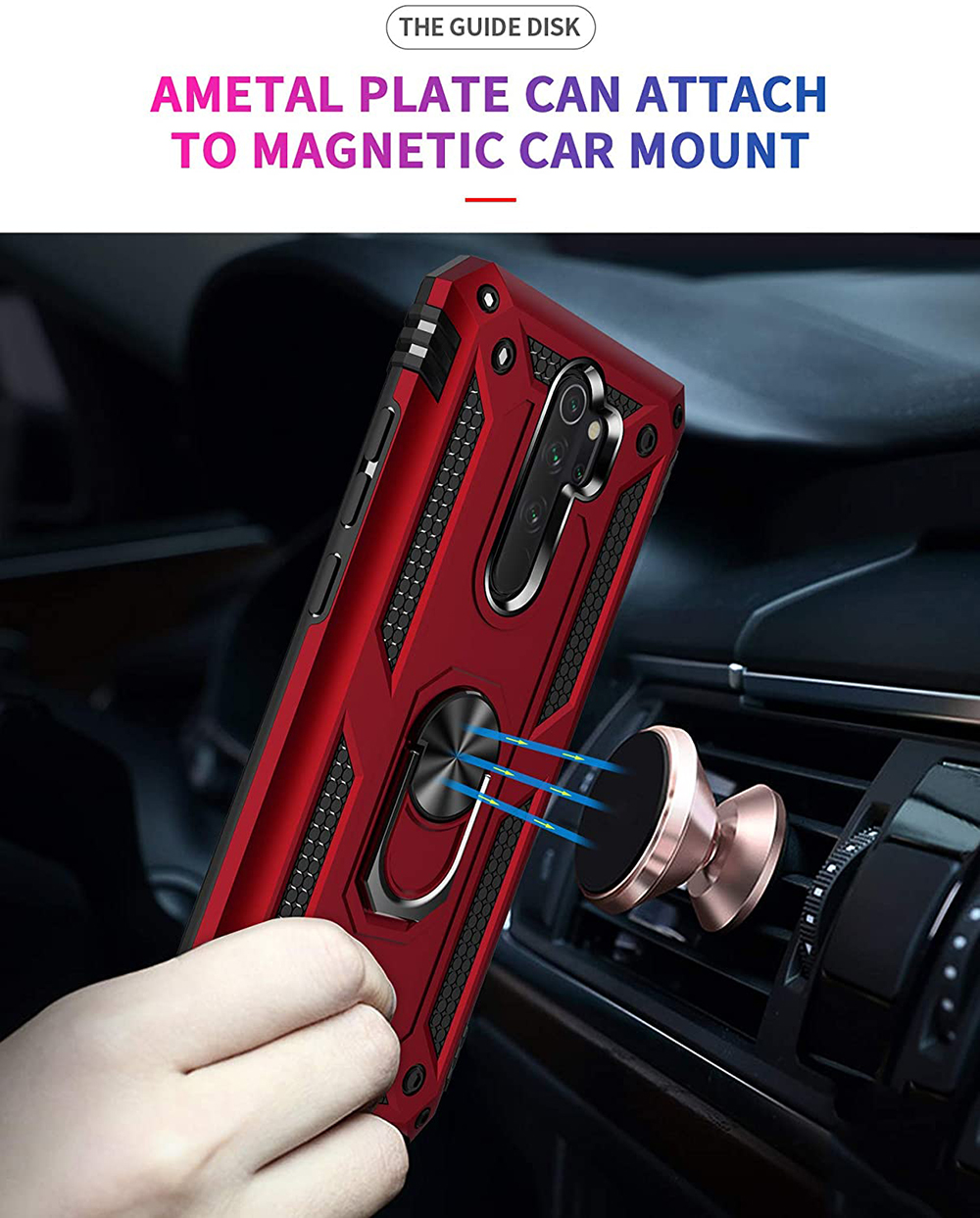 Protectores para celular  para Xiaomi  Redmi Note 8 Pro Funda reforzada con anillo v2 Rojo